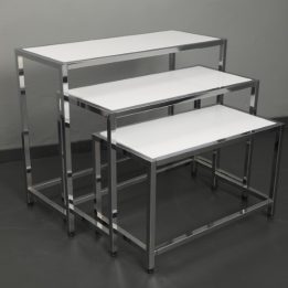 Small Triple Ladder Table Chrome Stand - Image 2