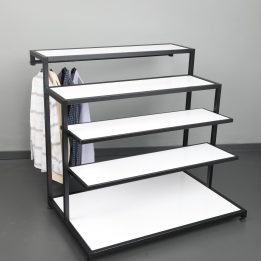 Black Stand with Front Shelves and Back Hooks - Image 2