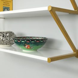 Wall-Mounted Gold Painted Z-Shaped Shelf Stand - Image 2